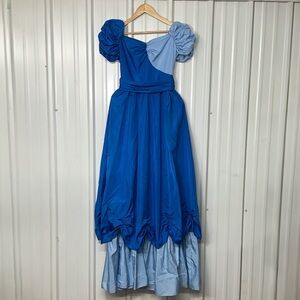 Vintage Two Piece Blue Taffeta Prom Gown Women Size 10 Formal Occasion